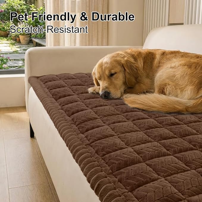 Smiry Couch Cover for Dogs, Non Slip Fuzzy Pet Sofa Covers Washable | Sofa Slipcovers for 2 Cushion Couch, Soft Thick Furniture Protector for Cats Dogs, Against Fur, Dirt, Scratch (27.6"x47") - Image 2