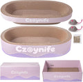 3PCS Cat Scratcher Cardboard, Oval Cat Scratch Pad Bowl Nest for Indoor Cats, Round Cat Scratching Board Corrugated Lounge Cat Bed, Furniture Protector for Couch (Purple, 17 * 11.5 in) by Unknown