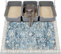 Cat Litter Mat Litter Trapping Mat, 40"x30" Waterproof Urine Proof Litter Box Mat Catcher Mat Non-Slip Washable for Kitty Kitten, Blue by Unknown