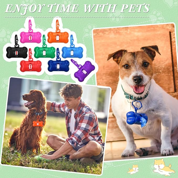 80 Pcs Dog Poop Bag Dispenser with Disposal Dog Waste Bags Bulk Dispensers Puppy Dog Poop Bag Holder with Clips for Doggy, 9 Colors (Bone Shape) - Image 6