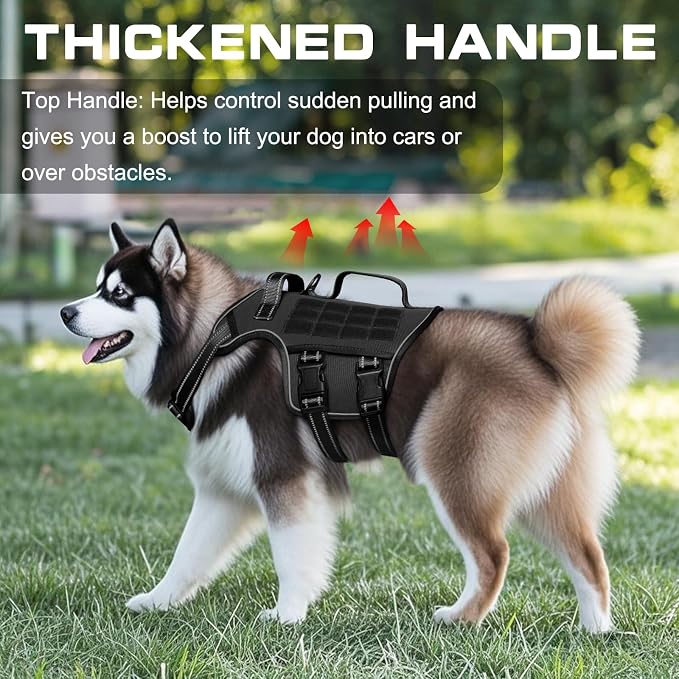 Dog Harness for Large Dogs, No Pull Tactical Vest with Front Clips | Easy Contrl Handle, Breathable Soft Padded, Adjustable, Reflective, Heavy Duty, Easy Take On & Off, Black Large - Image 2