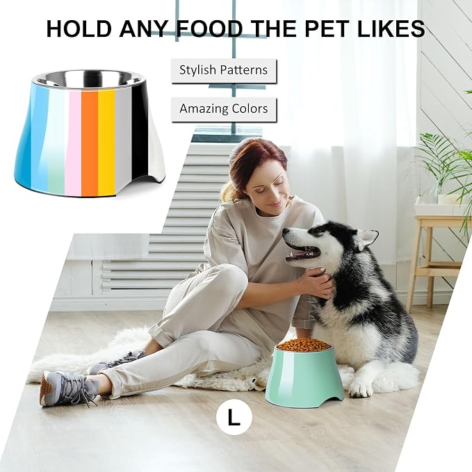 Dog Bowls,Cone Friendly Non-Slip Single Dog Bowl with Stainless Steel Inner, Raised Bowls for Small and Medium Dogs Spaniel Dogs Long Ear, High Capacity, L/3 Cups Mint Green - Image 6