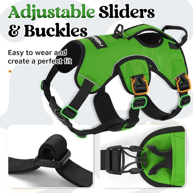 rabbitgoo Escape Proof Dog Harness for Medium, No Pull with Lift Handle | No Escape, Full Soft Padded, Reflective Adjustable Vest, Leash Clip for Walking Hiking Training, Green, Medium - Image 8