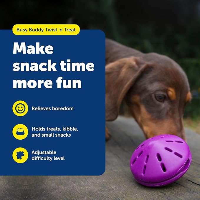 PetSafe Busy Buddy Twist 'n Treat Dispensing Dog Toy, Small | Twist Halves Apart for Quick Treats or Closer for a Challenge, Patented Treat Meter, Top-Rack Dishwasher Safe - Image 2