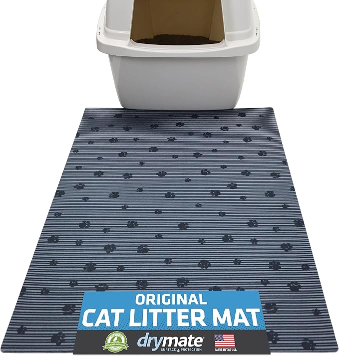 Drymate Cat Litter Box Mat, Litter Trapping Mat, Gray, 20x28 | Waterproof, Urine-Proof, Absorbent, Machine Washable, Soft on Paws, Contains Mess, Protects Floors, Kitten Supplies, USA Made by Drymate