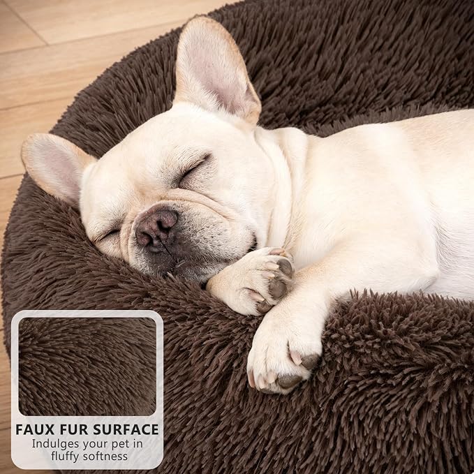 MIXJOY Orthopedic Dog Bed Comfortable Donut Cuddler Round Pet Beds Ultra Soft Washable Dog and Cat Cushion Bed (23'', Coffee) - Image 3