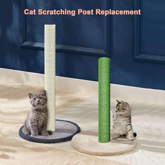 Cat Scratching Post Replacement for Cactus Cat Tree & Tower, Green 4 PCS 15.7in, Natural Sisal Replacement Parts with M8 Screws, Cute Green Cat Tree Refurbishment - Image 4