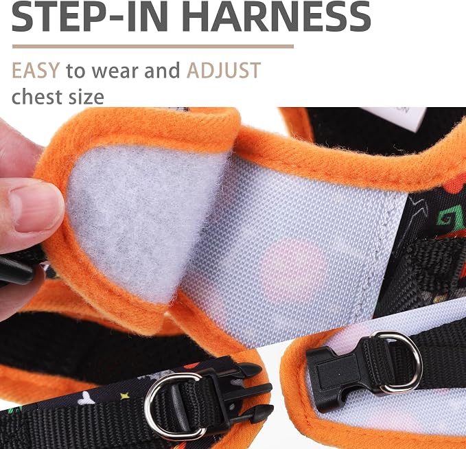 PUPTECK Dog Harness, Collar and Leash Set No Pull for Small Medium Sized | Halloween Puppy Step-in Escape Proof Reflective No Choke Pet Cat Adjustable Walking Vest - Image 3