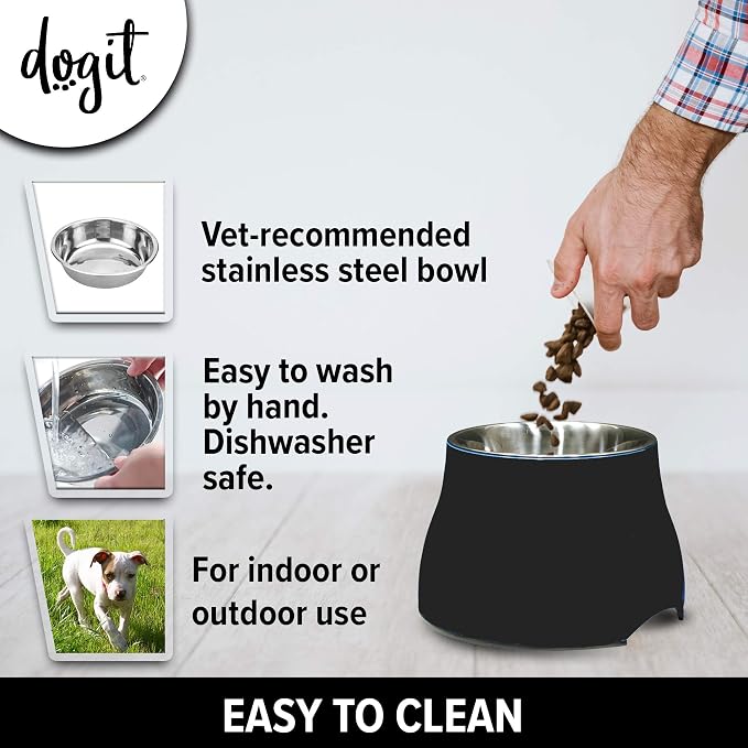 Dogit Elevated Dog Bowl, Stainless Steel Dog Food and Water Bowl for Small Dogs, Black, 73744 - Image 6