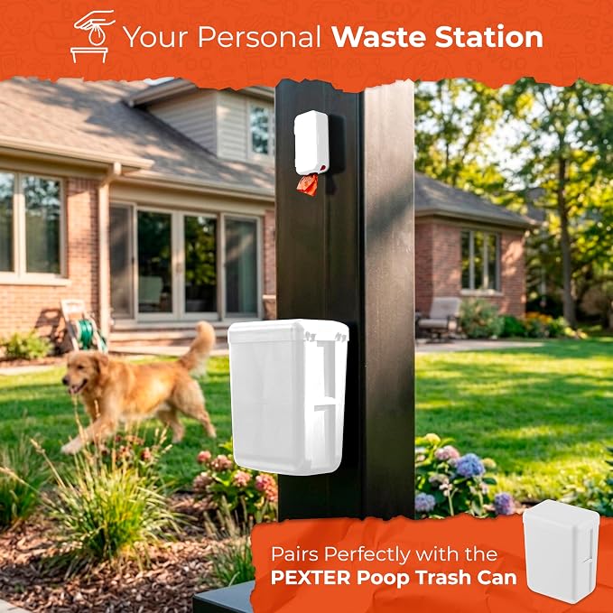 PEXTER Dog Poop Bag Dispenser - Outdoor or Indoor Pet Waste Bag Dispenser Station - Stick-On or Screw-On Wall Mount - Poop Bags Storage Outdoor Container - Includes 4 Doggie Bag Rolls (White) - Image 6