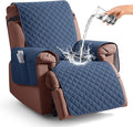 KinCam 100% Waterproof Recliner Chair Covers Washable, 23.6", Blue | Anti Slip Reclining Couch Covers for Pets Dog, Recliner Sofa Slipcover Storage Pocket, Furniture Protector with Elastic Strap by KinCam