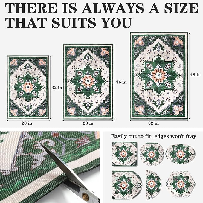 EXPAWLORER Cat Litter Mat, 20”x32” Small Non-Slip Urine Waterproof Litter Trapping Mat Easy to Clean Washable Litter Box Mat for Floor Soft on Kitty Paws, Indoor Food Mats Rug Pads for Bathroom Green - Image 2