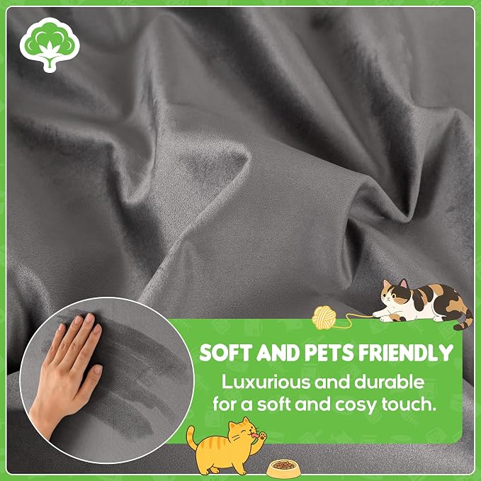 Loiion Cat Scratch Couch Cover Waterproof Sofa Cover 134"x91" Gray | Pet-Friendly Couch Protector, Anti-Scratch & Non Slip Sofa Cover For Cats Dogs Kids, Machine Washable - Image 3