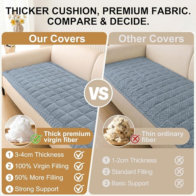 Smiry Couch Cover for Dogs, Non Slip Fuzzy Pet Sofa Covers Washable | Sofa Slipcovers for 3 Cushion Couch, Soft Thick Furniture Protector for Cats Dogs, Against Fur, Dirt, Scratch (35.4"x88") - Image 5