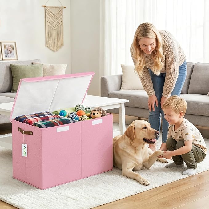 Bagnizer Large Toy Storage Box with Lids, Collapsible Sturdy Baby Storage Organizer Chest Bin Basket for Kids, Boys, Girls, Playroom, Nursery, Bedroom, Closet 25"x13"x16" (Pink) - Image 5