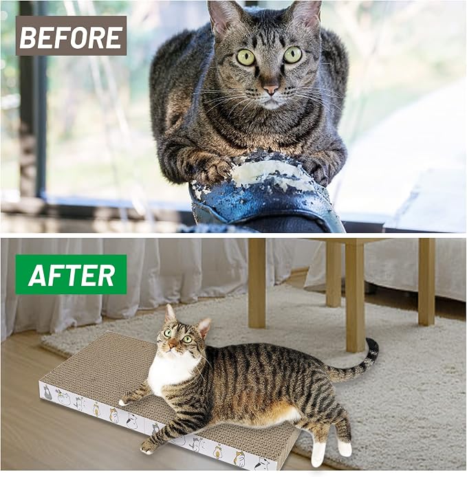 PatiencET Cardboard Cat Scratcher 5 Pack, Cat Scratching Board with Catnips | Flat Double-Sided Cat Scratch Pad for indoor Small Medium Cats Kittens - Image 5
