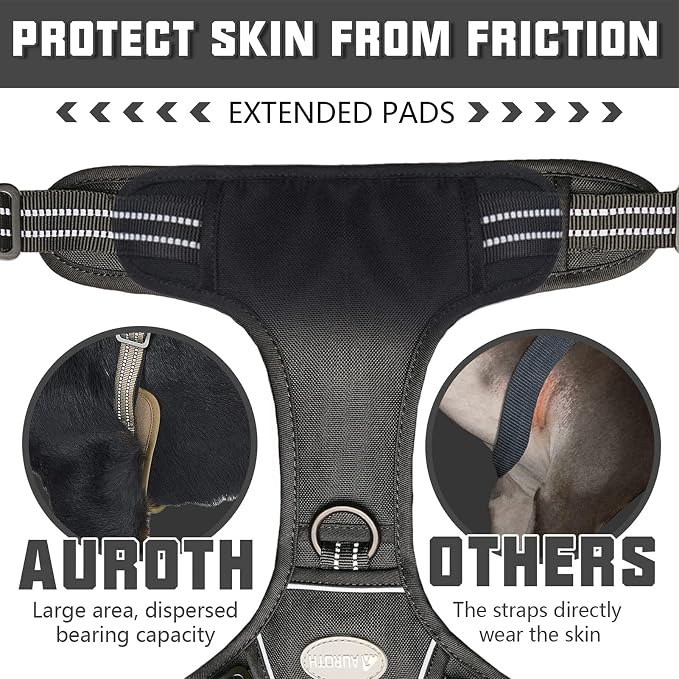 AUROTH Tactical Harness for Small Medium Dogs No Pull Adjustable Pet Harness Reflective K9 Working Training Easy Control Vest Military Service Dog Harnesses Black M | Heavy Duty with Handle, Breathable Padded, Reflective, Military K9, Easy Control for ... - Image 4