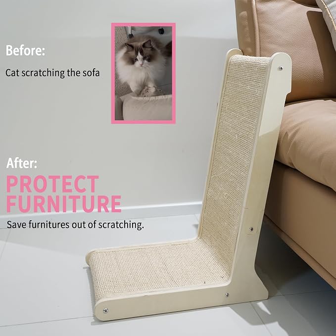 Cat Scratcher – 22.66 Inch Vertical Sisal Cat Scratching Post, Wood Frame 105° Scratch Pad for Indoor Cats, Furniture Protector for Sofa Couch - Image 4