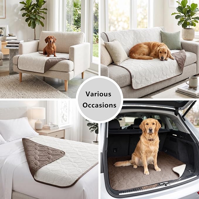 Waterproof Couch Cover for Dogs - Washable Pets Furniture Protector | TPU Leak-Proof Liner, Lightweight & Reversible, Fits Chair, Sofa, Bed, 30" x 30" , Chocolate/Cream - Image 5