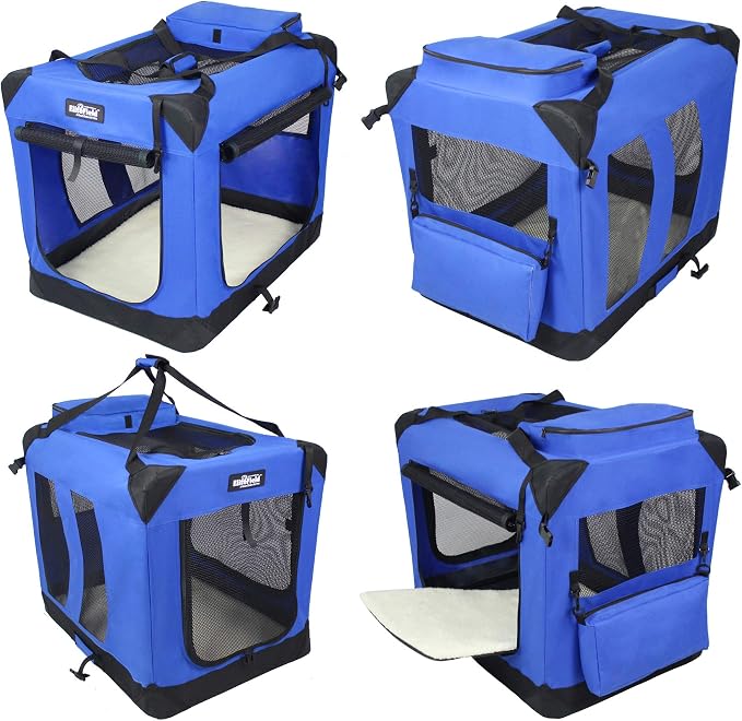 EliteField 3-Door Soft Dog Crate with Bed & Carrying Bag (2-Year Warranty) | 3 Mesh Doors, Steel Frame, Removable & Washable Crate Cover and Bed Cover, Storage Pockets, Indoor/Outdoor, Foldable - Image 3