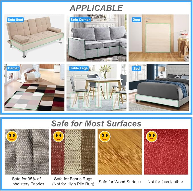 Cat Scratch Furniture Protector for Couch, Clear Cover from Cat Claws | Clear Self-Adhesive Furniture Protector Helps Stop Cat Scratching On Couches And Sofas With Easy, Clean Removal - Image 6