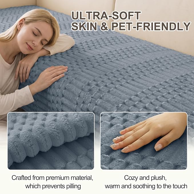 Smiry Waterproof Couch Covers for Dogs Washable, Non Slip Pet Sofa Cover | Plush Scratch Resistant Flannel Furniture Protector for Dogs, Grey, 27.6" x 27.6", 2 Pack - Image 5