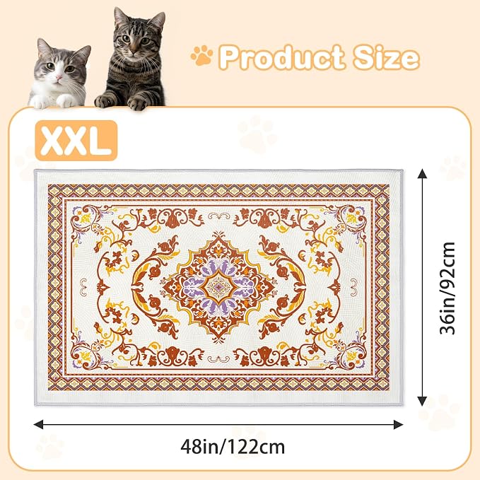 Washable Cat Litter Mat 48"x36" Waterproof Trapping Pad | Kitty Litter Box Mat Featuring A Non-Slip Base And Decorative Design To Trap Scatter For Home Floor Protection - Image 6