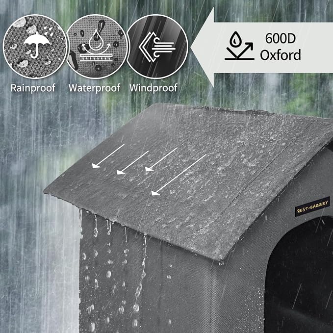 Outdoor Insulated Cat House for Feral Medium Cats Weatherproof | Indestructible windproof shelter with mat & clip, insulated waterproof design, fits stray & feral cats for winter outdoor use - Image 4