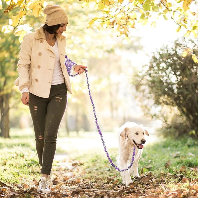 Metal Chain Dog Leash Chew Proof for Dogs, Purple, 3.5mm, 6FT | More Room for Everyday Walks and Outdoor Use, Chew Resistant Chain, Padded Handle, Swivel Clip - Image 7
