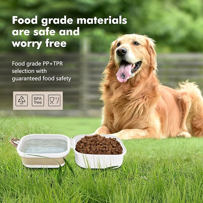 Collapsible Dog Bowls, Travel Food and Water Double Bowl for Cats & Dogs, 2-in-1 Portable BPA-Free Feeding Solution, Perfect for Traveling, Camping & Walking (L/ 100oz) - Image 7