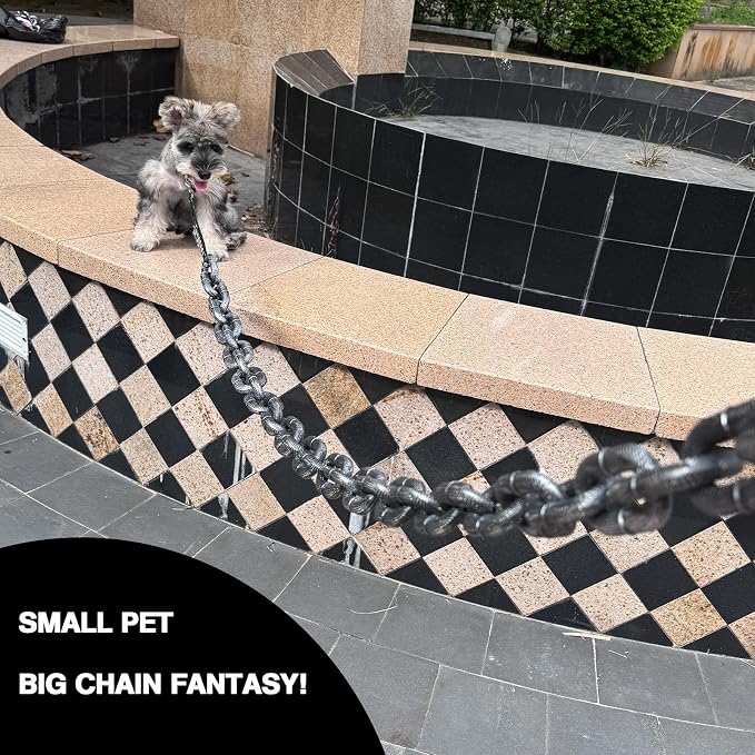 6 Ft Funny Dog Leash, Giant Plastic Fake Chain Leash for Small Dogs | Dog Leash That Looks Like a Heavy Chain, with a Lightweight Feel and Matching Collar for Small Dogs and Funny Walks - Image 6