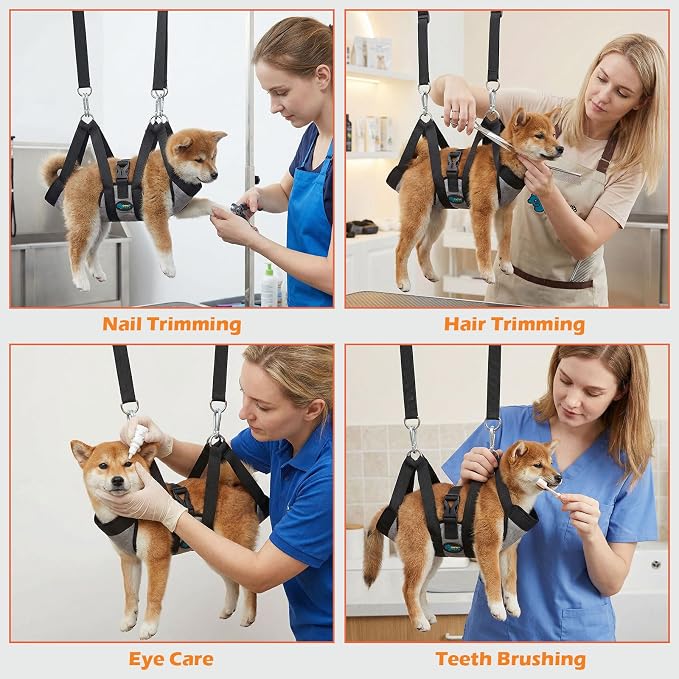 Ownpets Dog Grooming Hammock M, Breathable for Medium Breeds Under 50lbs | Secure grooming harness sling with carabiners, breathable mesh for comfort, ideal for nail trimming and brushing small breeds - Image 4