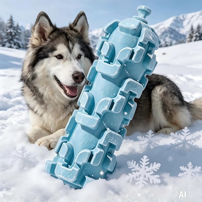 Freezable Treat Dispenser with 8 - Hours Cooling, Feeder for Large Dogs | Tough Durable Puzzle, Good for Dental Health, Easy to Clean, Portable Outdoor Camping Accessories by MCworks