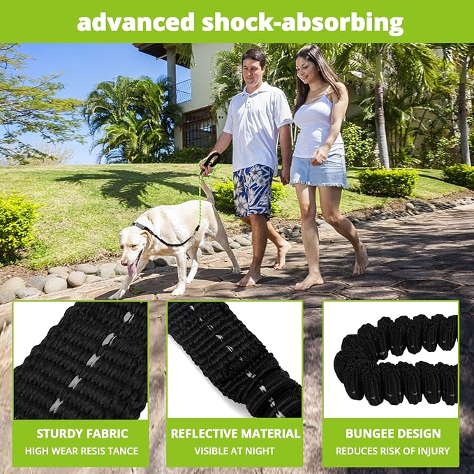 Rope Dog Leash 6 FT: Heavy Duty Leashes with Swivel Lockable Hook Reflective Threads Bungee and Padded Handle - Dog Lead for Large Small Medium Dogs Outside Walking Hiking Green - Image 4