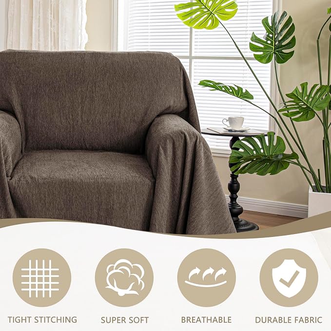 MYSKY HOME Chair Covers Couch Covers for Dogs, Recliner Couch Covers, Chair Covers Armchair, Chair Couch Covers Sofa Covers Washable Dog Couch Cover for Pet, Kid, 71"X91", Chocolate - Image 2
