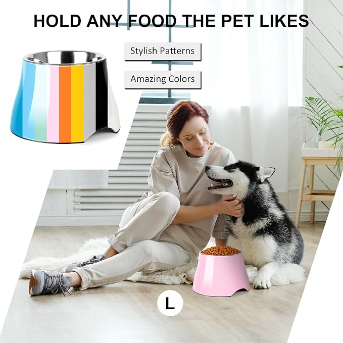 Dog Bowls,Cone Friendly Non Slip Single Dog Bowl with Stainless Steel Inner, Raised Bowls for Small and Medium Dogs Spaniel Dogs Long Ear, High Capacity, L/3 Cups Pink - Image 6