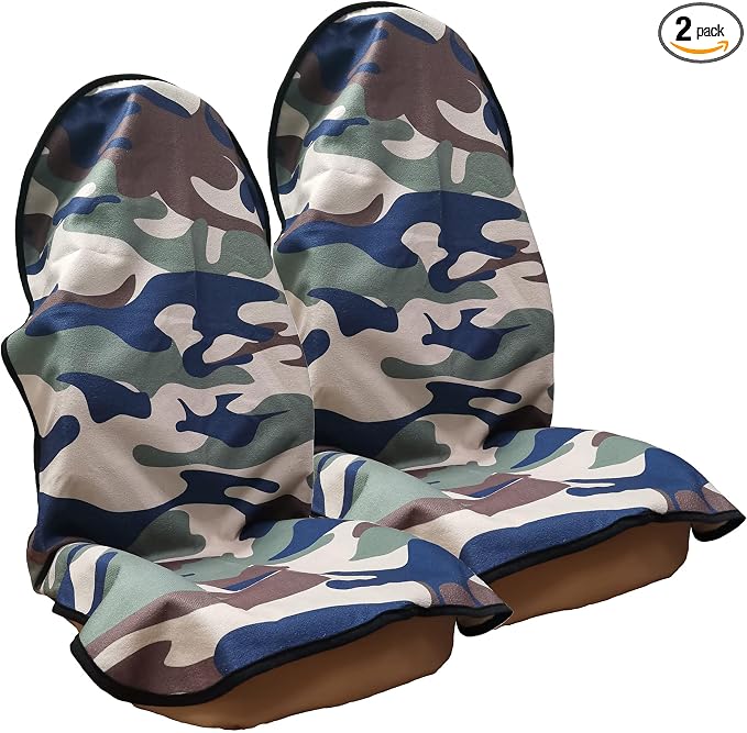 Car Seat Cover Protector Front Seats,for Gym Workout,Running,Swimming,Beach and Hiking,Waterproof Sweat Towel Bucket Seat Covers for Cars SUV Trucks (Camouflage, 2Pcs) by LoyaGour