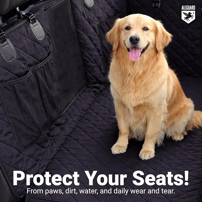Dog Car Seat Cover for Back Seat, Waterproof, Scratchproof, Nonslip, Dog Hammock for Car, Safety Harness Included, Seat Covers for Pet Dogs, Truck & SUV Size (Black) - Image 2