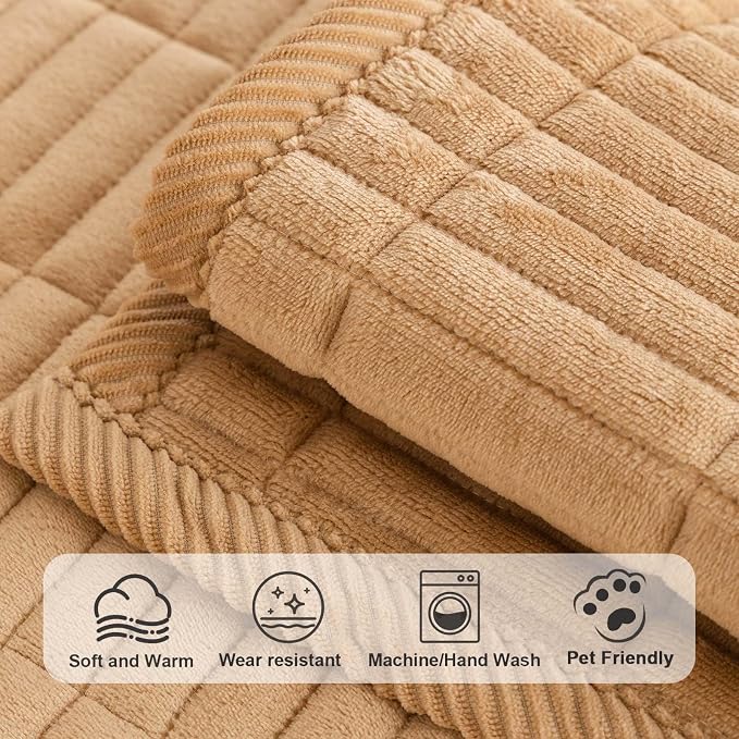 Velvet Washable Dog Couch Cover, Non-Slip Waterproof Pet Sofa Protector for 2-Cushion Sectional, L-Shaped Sofa & Loveseat, Machine Washable(1PC/27.6"x59.1",Khaki) - Image 4
