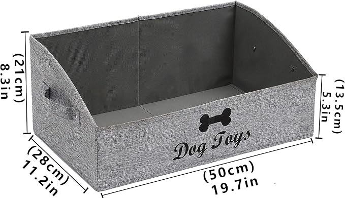 Geyecete Foldable Fabric Trapezoid Organizer Box - Collapsible Basket for Dog Toys (Gray) - Image 5