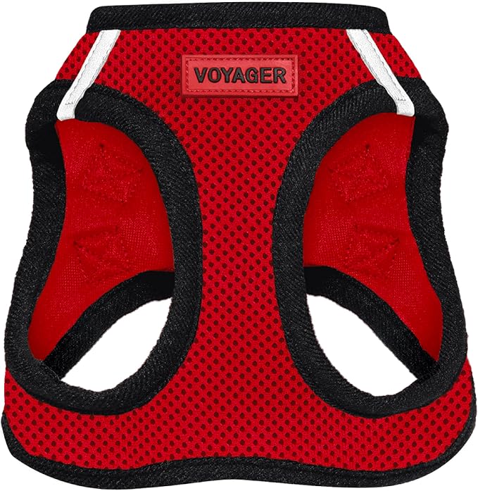 Voyager Step-in Air Dog Vest Harness - Red/Black Trim, Small | 14.5-16" in Chest, Reflective Bands, All Weather Breathable Air Mesh, Cats Compatible, Lightweight, Fast Drying by BestPetSuppliesLLC