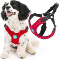 Gooby Escape Free Sport Dog Harness, Choke-Free, Red, Medium | Patented escape-free frame; Reduces choking; 4-point adjustment; Soft neoprene padding; Durable webbed straps by Gooby
