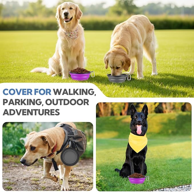 Collapsible Dog Bowl Large 34oz, Travel Dog Water Bowl Portable | 2 Pack, 2 Carabiner Clips, Silicone Travel Dog Bowl Foldable, Feeding Watering Dish Bowl, for Parking, Walking, Camping - Image 7