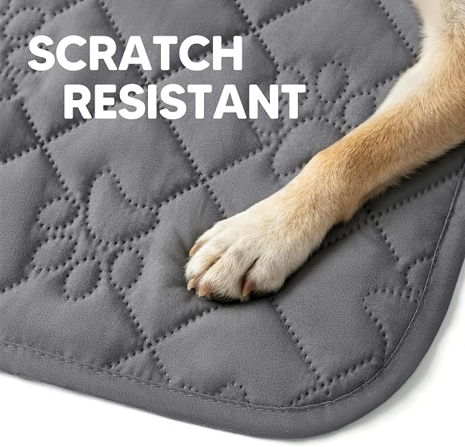 PAWFINITY Waterproof Bed Cover for Dogs, Pet Blanket for Mattress Washable | Paw Print Quilted, Hair Resistant, Anti Cat Scratch, Pee Proof Furniture Protector for Cal King Bed, 82x102 Inch, Grey - Image 9
