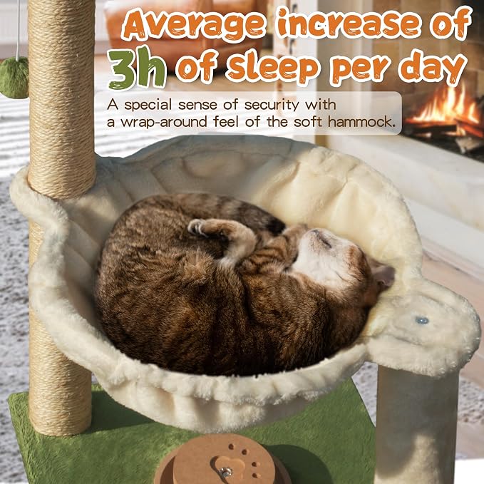 Fantasreen Cat Tree 28'' with Hammock & Interactive Toy for Indoor Cats - Image 2