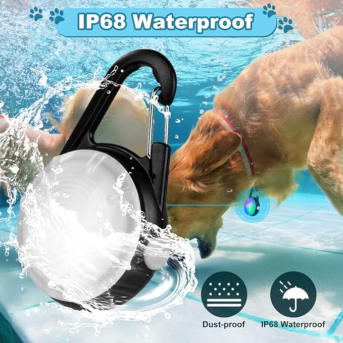 Clip-On Dog Collar Light for Night Walking, 4 Modes, Rechargeable, 2 Pack | IP68 Waterproof Dog Light for Camping, Hiking, Cycling, High Capacity LED Light Up Dog Collar - Image 3