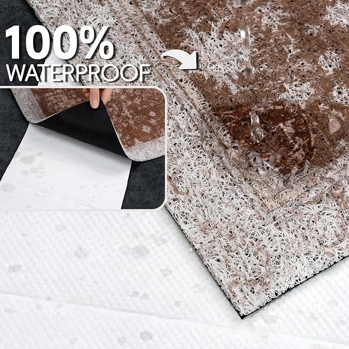 Cat Litter Mat Litter Trapping Mat, 24"x15" Waterproof Urine Proof Litter Box Mat Catcher Mat Non-Slip Washable for Kitty Kitten, Brown - Image 4
