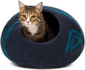 Cat Cave - Merino Wool Bed for Indoor Cats (Back Aqua, Large) | Cat Bed Enclosure, Premium Felt, Handmade, Super Soft, Lightweight, Breathable, Adjustable Shape by MEOWFIA