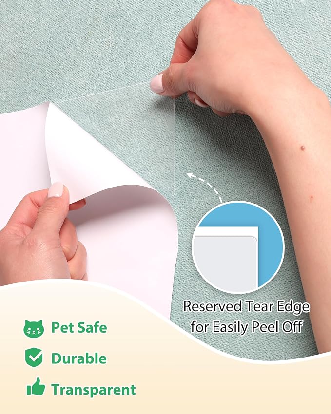 Thickend Cat Scratch Couch Furniture Protector -12 Pack | Clear Plastic Sticky Cover, Anti Scratch Protection for Couches from Pet Claws - Image 4