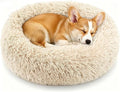 Calming Donut Dog and Cat Bed for Indoor Cats, Anti-Anxiety Round Fluffy Soft Washable Small Pet Bed for Puppy and Kitten, Warming Comfortable Luxury Anti-Slip Waterproof Mute Base 20in Light Brown by Homeuslynn